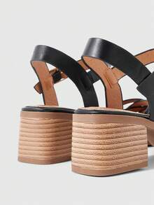 Sleekvia SQUARE TOE SQUARE HEEL MINIMALIST LADIES HIGH-HEELED SANDALS, DAILY WEAR VACATION SHOES SUMMER - Black - View 3