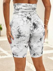 SHEIN Lady Quần legging cạp cao nhuộm tie-dye dành cho nữ - Nhiều màu - Xem 2