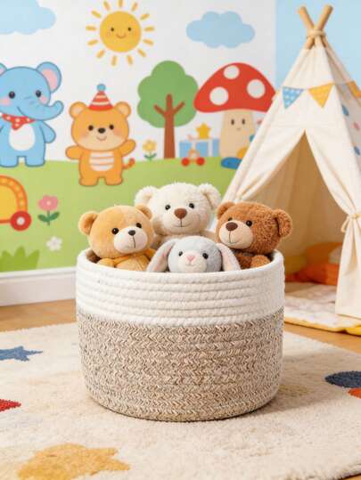 Collection Soft Woven Rope Storage Basket - Bohemian Jute & Cotton Plant Pot Holder, Natural Mix Rattan Garden Decor, Metal Frame Geometric Basket For Indoor/Outdoor Coastal Vibes, Versatile Home Organization, Back To School Dorm Room Essentials, Aesthetic Gift For Women