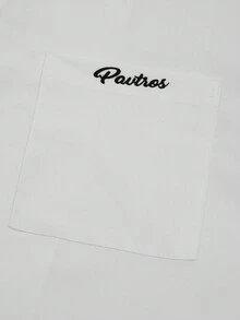 PAVTROS Men's Letter Print Single-Breasted Casual Short Sleeve Shirt - White - View 6