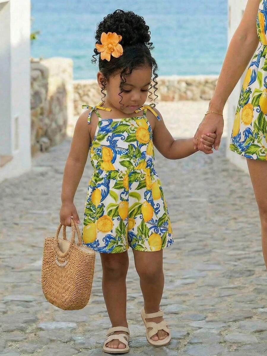 SHEIN Baby Girl Ditsy Floral Woven Romper - Multicolor - View 1