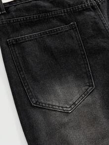 ROMWE MEN New Summer Men's Heavy-Weight Distressed Loose Casual Denim Shorts - Black - View 5