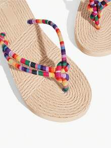 平底夏季时尚休闲百搭女士拖鞋沙滩鞋 - 彩色 - 查看 4