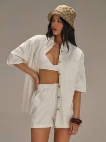 Athîral 女士休闲街头风白色牛仔套装 - 白色 - 查看 4