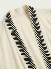 Breezaya Women's Bohemian Geometric Floral Print Cover-Up And Pants 2-Piece Set, Spring/Summer Boho Two-Piece Set Mediterranean Style Clothes Beach 2 Piece Set Greece Vacation Outfit - White - View 5