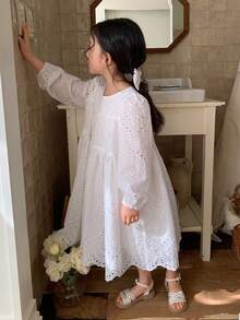 Dazy Kids Gaun Kasual untuk Anak Perempuan, Liburan Musim Gugur dan Musim Panas - Putih - View 8