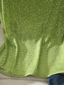 Franclia Casual Sequin Round Neck Short Sleeve T-Shirt, Summer - Green - View 4