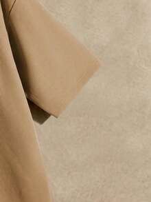 HIMLAND 男士休闲纯色圆领短袖T恤，夏季百搭 - 棕色 - 查看 3