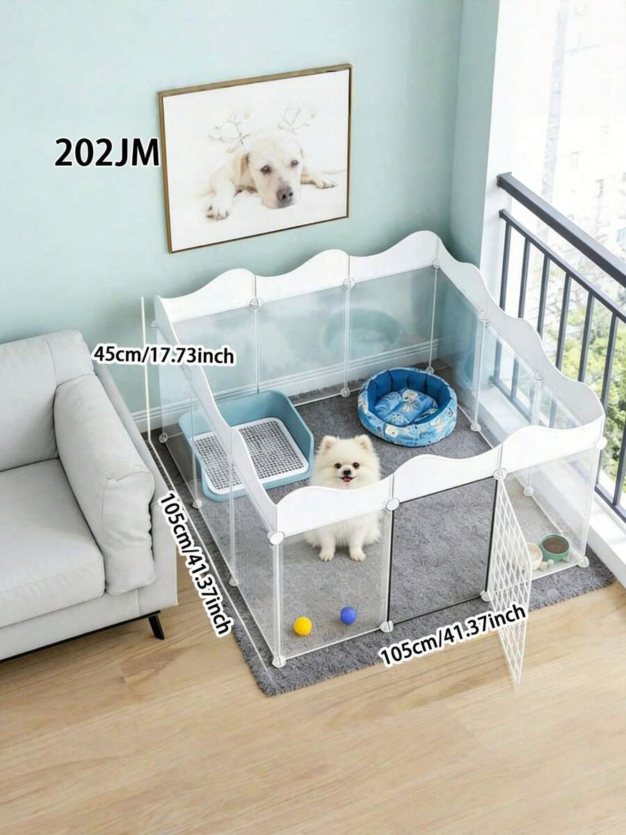 1 pieza Valla interior para perros pequeños, cachorros, conejos, mascotas, puerta de aislamiento plegable, corral de cachorros - Multicolor - Ver 1