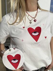 DrmWander 女士T恤，休闲街头风印花短袖T恤，可爱夏季上衣 - 白色 - 查看 3