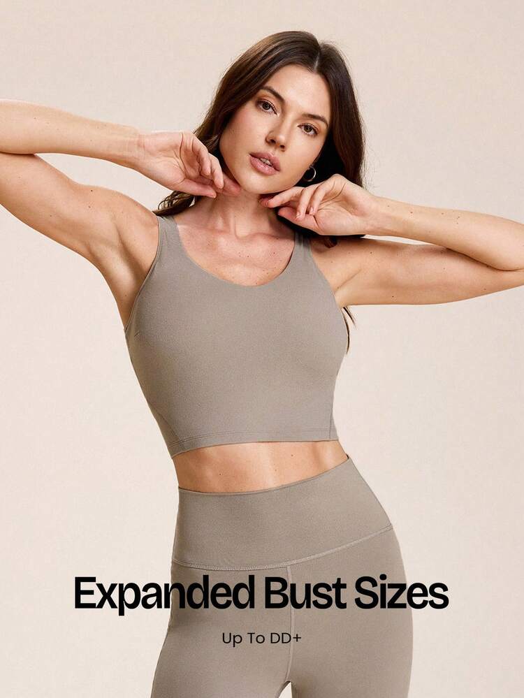 DD+ FeatherFit™ Focused Glow Stretch & Shine Buttery-Soft Stretchy Removable Cups Cropped Tank Top Low Impact Yoga Pilates Studio Pilates Daily Active Wear