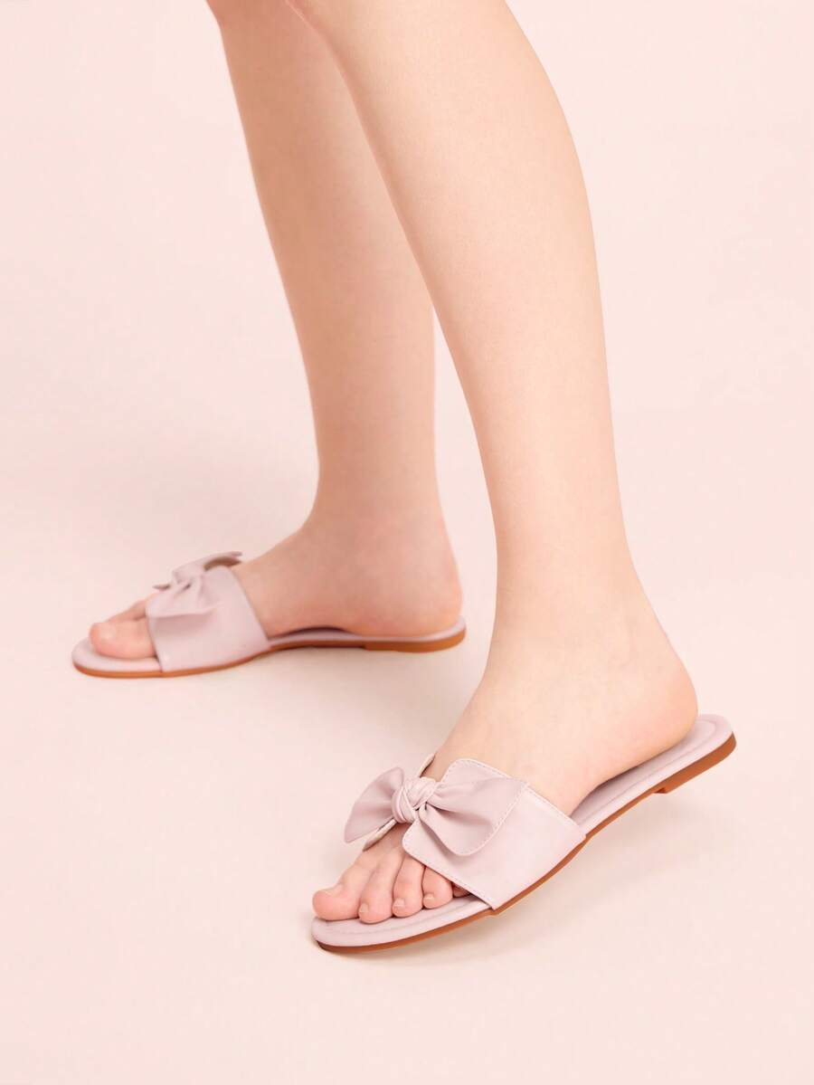 CUCCOO DOLLMOD Ladies Pink Comfortable Flat Sandals, Sweet Style Bow-Soled Sandals Spring Shoes - Pink - View 1