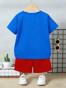 Bộ quần áo bé trai tay ngắn thoải mái, năng động với họa tiết nhện hoạt hình, thời trang đa năng, thích hợp cho mùa xuân/hè, kiểu dáng mới mùa hè, trang phục bé trai, phù hợp cho chụp ảnh, mặc hàng ngày, đi chơi, ở nhà, kỳ nghỉ, làm quà tặng. - Nhiều màu - Xem 3