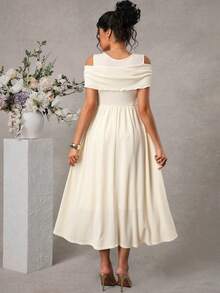 Momance Raglan Sleeve Button Front Ribbed Knit A-Line Midi Dress, Summer - Apricot - View 2