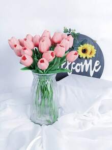 1 pieza 5 piezas 10 piezas 20 piezas Ramo de tulipanes de seda artificial realista para decoración de boda, hogar, fiesta, centro de mesa, Día de San Valentín, Año Nuevo, ramo de novia, decoración de mesa y florero - Multicolor - Ver 5