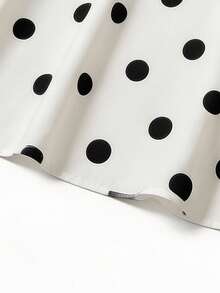SHEIN Franclia Elegant Commuting & Everyday All-Match Versatile Polka Dot Flared Long Skirt For Women - White - View 4