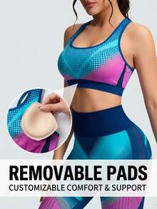 Innovista Bộ đồ thể thao nữ liền mạch in họa tiết trừu tượng chuyển màu, có mút ngực tháo rời, lưới thoáng khí, quần legging cạp cao và áo croptop, thích hợp cho yoga ngoài trời, đạp xe trong nhà, đấm bốc, chạy bộ, đi làm, Peloton, Australian Open, thể dục, làm đẹp, động lực tập gym tháng Giêng, đồ dùng cần thiết cho ngày Valentine, trang phục năng động, bộ đồ thể thao nữ, màu xanh nhạt và hồng. - Màu xanh lam - Xem 3