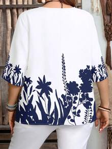 EMERY ROSE Plus Size Casual Minimalist Shirt, Suitable For Summer - Multicolor - View 2