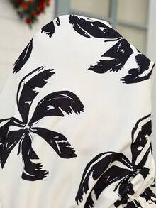 Louniche 女士休闲度假波西米亚印花流苏边阔腿短裤，春夏款 - 杏色 - 查看 4