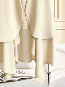 Franclia Áo khoác cardigan dáng lửng không tay cổ chữ V vạt lệch, phối nhiều mảnh vải, dành cho nữ. - Màu be - Xem 4