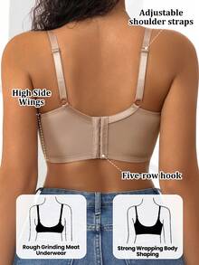 Women's Comfortable Solid Sexy Romantic & Simple Mesh Soft Cup Anti-Sagging Bra Wedding - Apricot - View 2