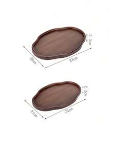 1pc Oval Shaped Walnut Wood Tray, Suitable For Serving Food, Snacks, Beverages, Sushi, Steak, Pizza, Desserts, Cakes, Breads, Also Can Be Used As Breakfast Tray, Coffee Tray, Tea Tray, Dining Plate, Serving Platter - Maroon - View 10