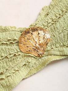 Sweetra Strapless Crop Top And Front Tie Fishtail Skirt Set, Suitable For Vacation, Outing, Birthday Party - Green - View 3