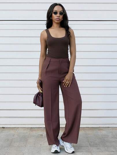 Yess Loren Maillard 阔腿优雅现代高腰西装裤，度假新年