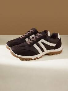 CUCCOO EASI Women's Lace-Up Casual Comfortable Sneakers For Daily Wear - Dark brown . - View 4
