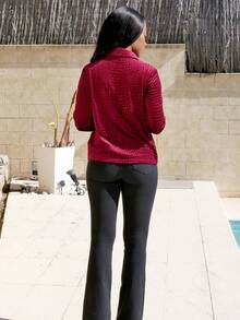 Yess Loren VELVET JACQUARD ELASTIC BLOUSE, AUTUMN/WINTER - Burgundy - View 2