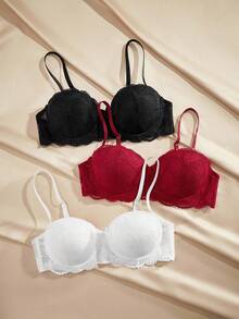 Charlaine 3pcs Women Underwire Bra With Non-Removable Padded Cups - Multicolor - View 1