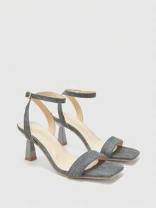 CUCCOO BIZCHIC Women's Gray Minimalist Chunky Heel Sandals, Versatile Casual Commuting Office Shoes Summer Shoes - Light Grey - View 7