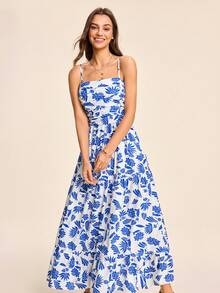 Coeurva Women's Printed Dress, Suitable For Spring/Summer Vacation,Summer Dresses For Women - Blue and White - View 2