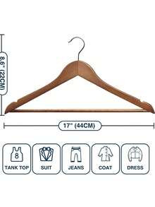 Wooden Clothes Hanger, Adult Style, With Anti Slip Grooves And 360 ° Rotating Hooks, Suitable For Shirts, Jackets, Sweaters, Pants And Other Clothing, In Natural Wood Color - Multicolor - View 3