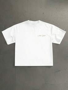 StoneGrade Men's Loose Fit Digital Print Cropped T-Shirt - White - View 2