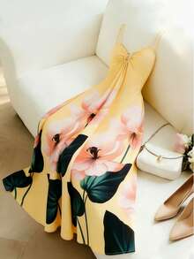 Franclia 法式浪漫黄色碎花长裙，夏季长裙，休闲碎花欧美风连衣裙，黄色碎花连衣裙，夏季度假连衣裙，女士碎花连衣裙，女士黄色连衣裙，沙滩裙，休闲长裙，女士沙滩装，沙滩裙，花朵连衣裙，郁金香连衣裙，春季向日葵连衣裙，夏季连衣裙，女士夏季连衣裙，女士太阳裙，女士夏季服装，女士太阳裙，女士春季连衣裙，可爱连衣裙，时尚连衣裙 - 淡黃色 - 查看 3