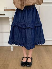 Dazy Kids Tween Girls Denim Princess Skirt, Skirt - Blue - View 4