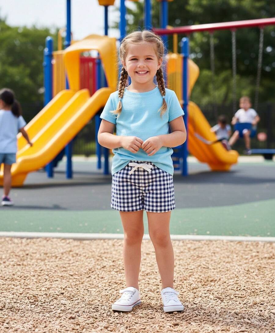 Short Casual para Niña – Cintura Ajustable - Azul - Ver 1