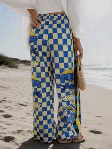 Vaclyn 女士休闲沙滩度假格子鱼纹宽松裤 - 彩色 - 查看 2