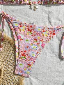 Swim Mod Women's Random Floral Print Halter Bikini Set, Spring/Summer Beach Outfit For Women Summer Swimwear Holiday - Multicolor - View 8