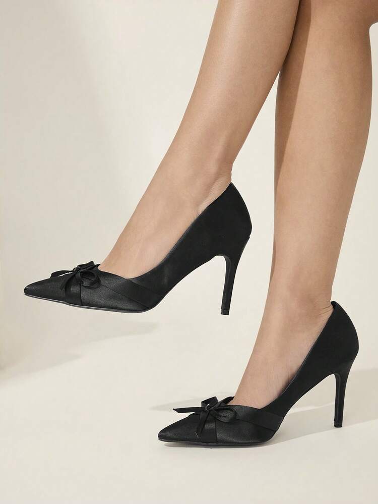 CUCCOO CHICEST Women's Shoes Are Fashionable And Versatile, Elegant Black Bow High Heels, Spring And Summer Shoes.
