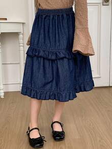 Dazy Kids Tween Girls Denim Princess Skirt, Skirt - Blue - View 3