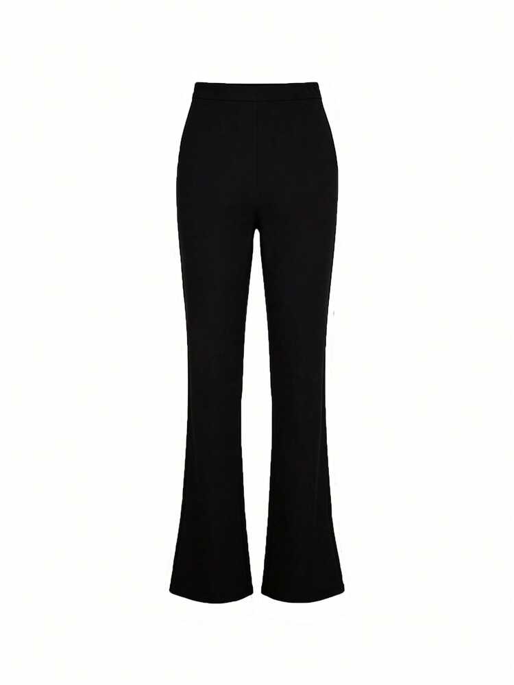 Rafferiza 优雅通勤修身显腿长喇叭裤 - 黑色 - 查看 2