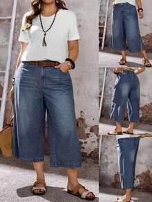 EMERY ROSE Mature Denim Quần jean ống loe dáng rộng, thoải mái, cỡ lớn - Màu xanh lam - Xem 3