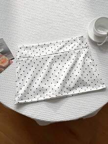 SHEIN Unity 女士夏季浪漫波点印花迷你裙，百搭日常穿着，适合校园/学校风格，黑白裙裤，女士短裙，黑白短裤，泳装裙 - 白色 - 查看 3