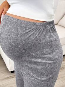 SHEIN Maternity Casual Elastic Waist Pants - Grey - View 6