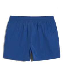 Horizaway Quần short đi biển nam mùa hè, màu trơn, túi xéo, eo có dây rút. - Xanh đậm - Xem 5