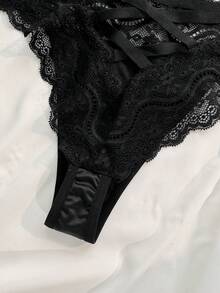 Seduluxe Women's Low-Waist Lace Patchwork Sexy Daily Briefs - Black - View 8