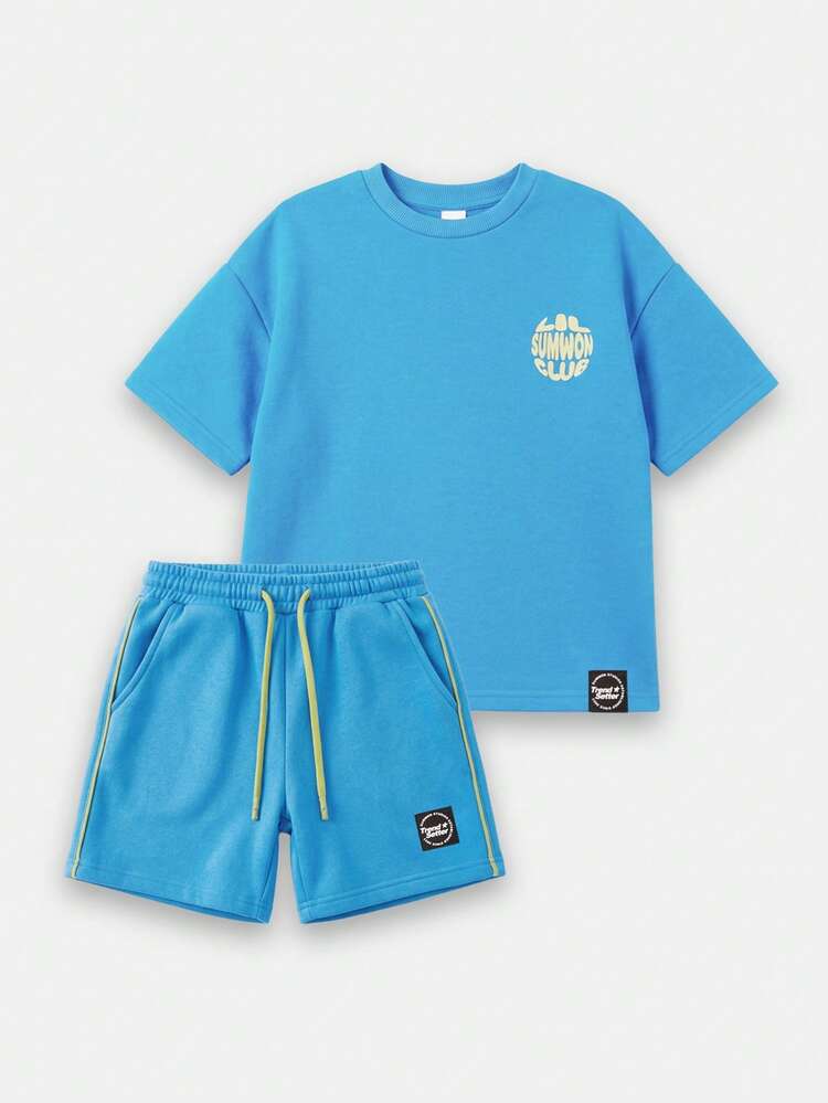 Crew Neck Sweatshirt Set With Shorts