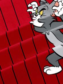 TOM & JERRY X SHEIN Men's Cartoon Print Loose Casual Short Sleeve T-Shirt - White - View 7